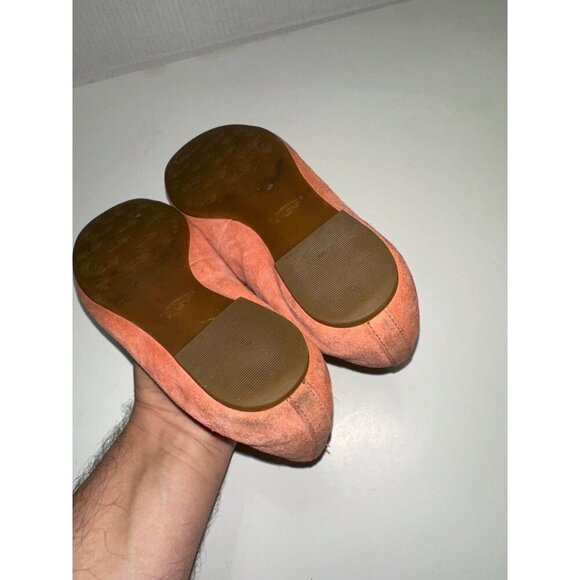 UGG Thea Poppy 'Vibrant Coral' Suede Slip On Flats Loafers Shoes Size 6.5 - Picture 10 of 11
